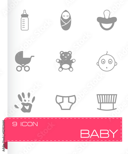 Vector black baby icons set