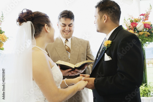 Multi-ethnic couple getting married