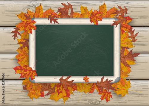 Kreidetafel Herbstlaub Holzbretter