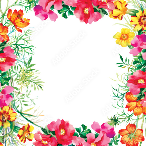 Wild flowers pattern on white background