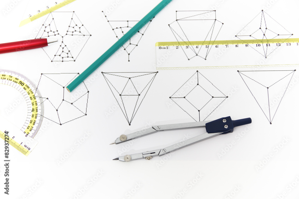 Drawing tools with compass - business concept Drawing tools with compass - business concept