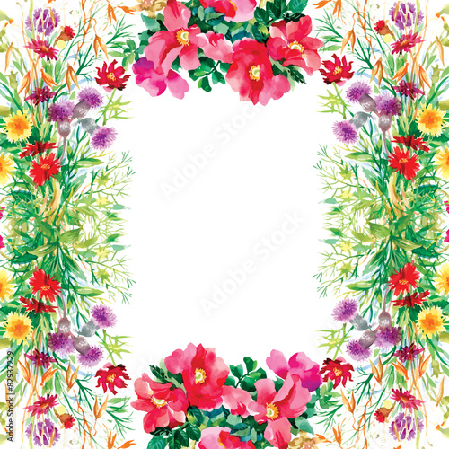 Wild flowers pattern on white background