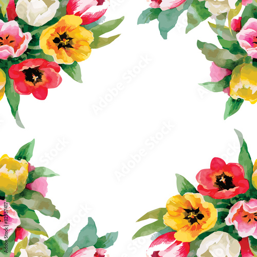 Wild flowers seamless pattern on white background