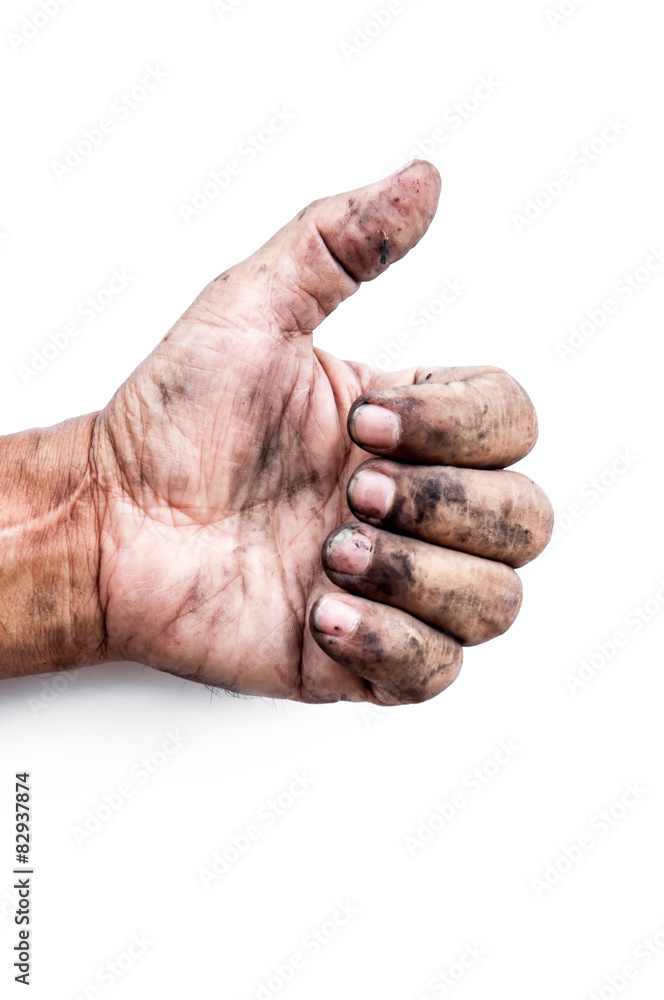 Fototapeta premium Dirty hand on white background