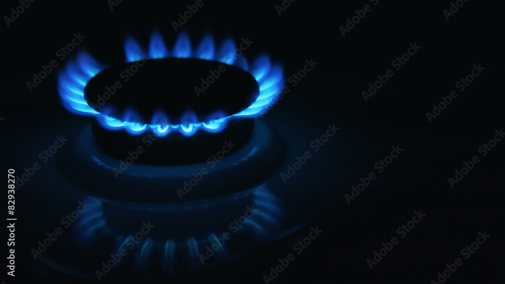 Blue gas stove in the dark Blue gas stove in the dark