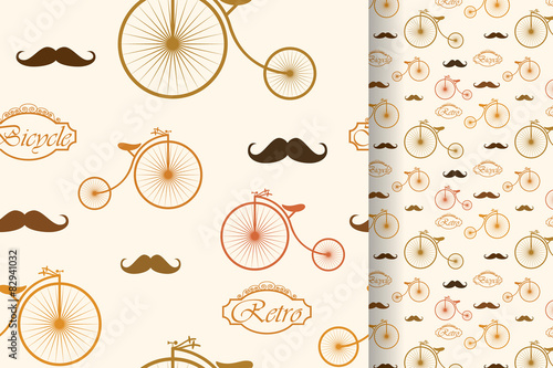 Retro seamless pattern, vintage elements background