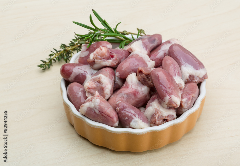 Raw chicken hearts