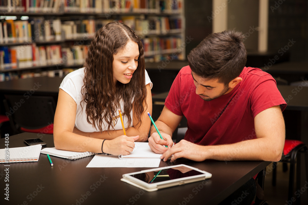 Couple studying together Stock-Foto | Adobe Stock