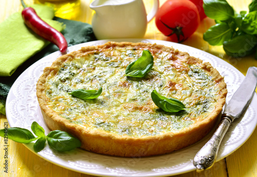 Quiche with spinach.
