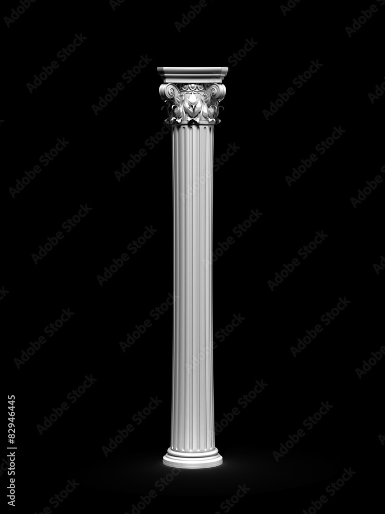 Classic Corinthian Column Isolated On Black Classic Corinthian Column Isolated On Black