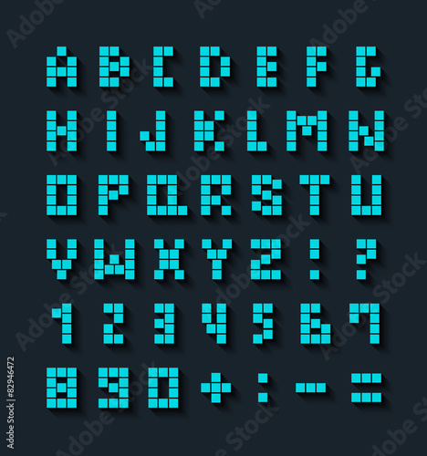 Flat pixel font with shadow effect.
