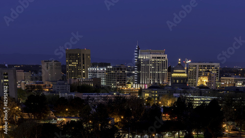 Night city lights of Boise Idaho