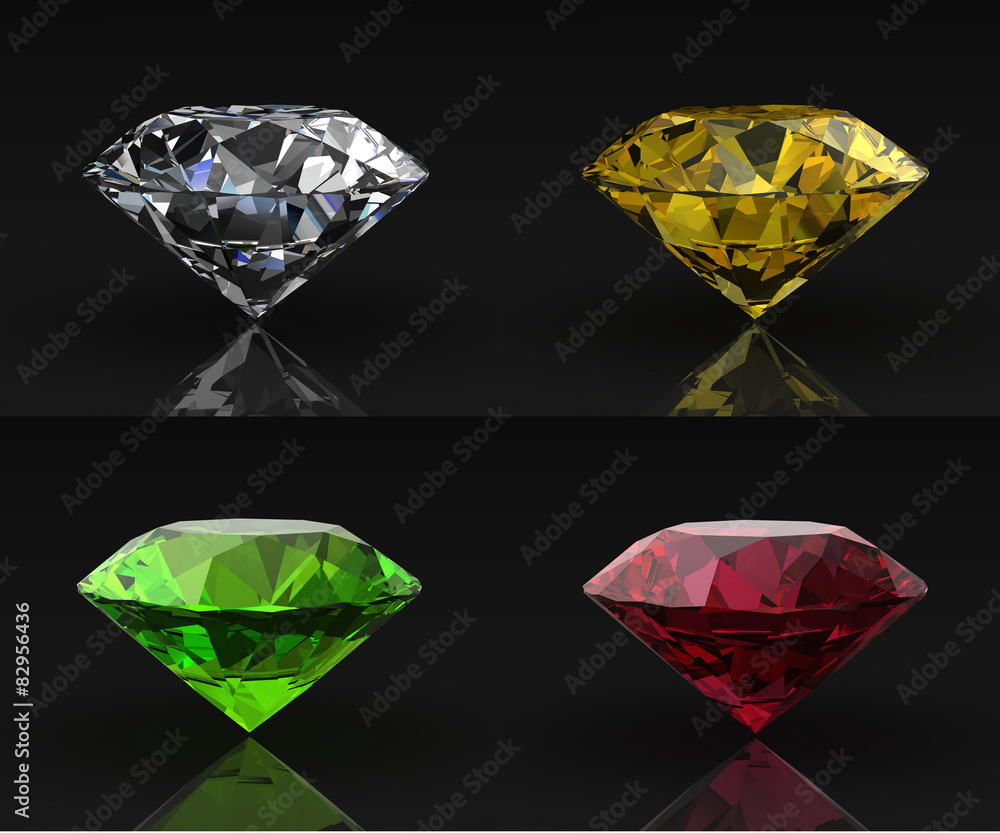 Fototapeta premium Set of colored gems (high resolution 3D image)
