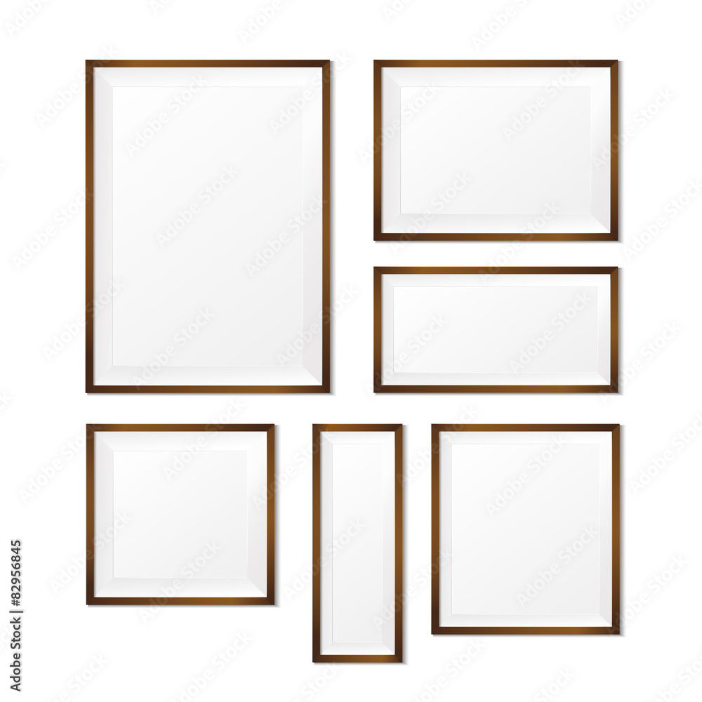 Set of Blank wood photo frame on white background vector eps10 Set of Blank wood photo frame on white background vector eps10