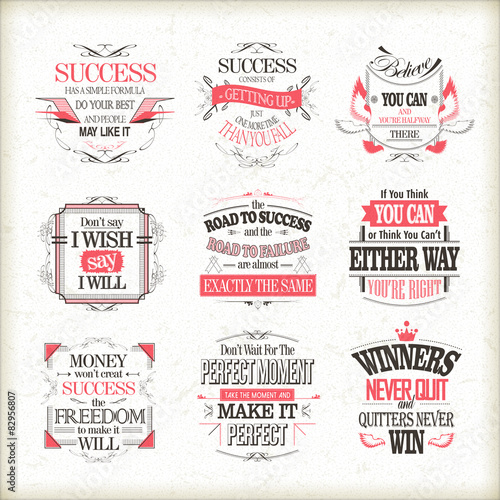 success motivational and inspirational quotes set