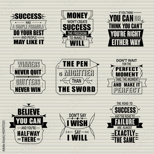 success motivational and inspirational quotes set