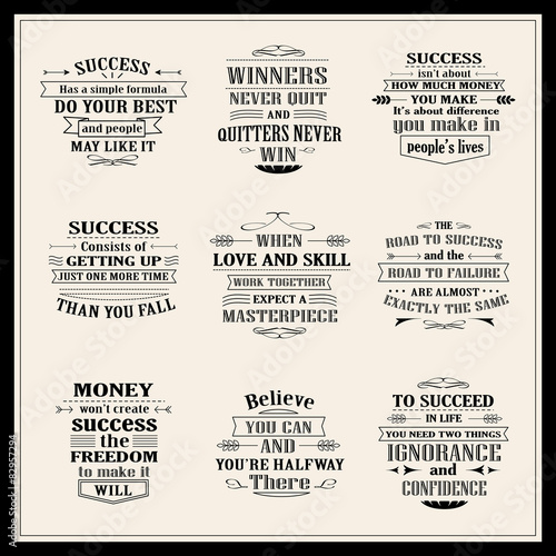 success motivational and inspirational quotes set