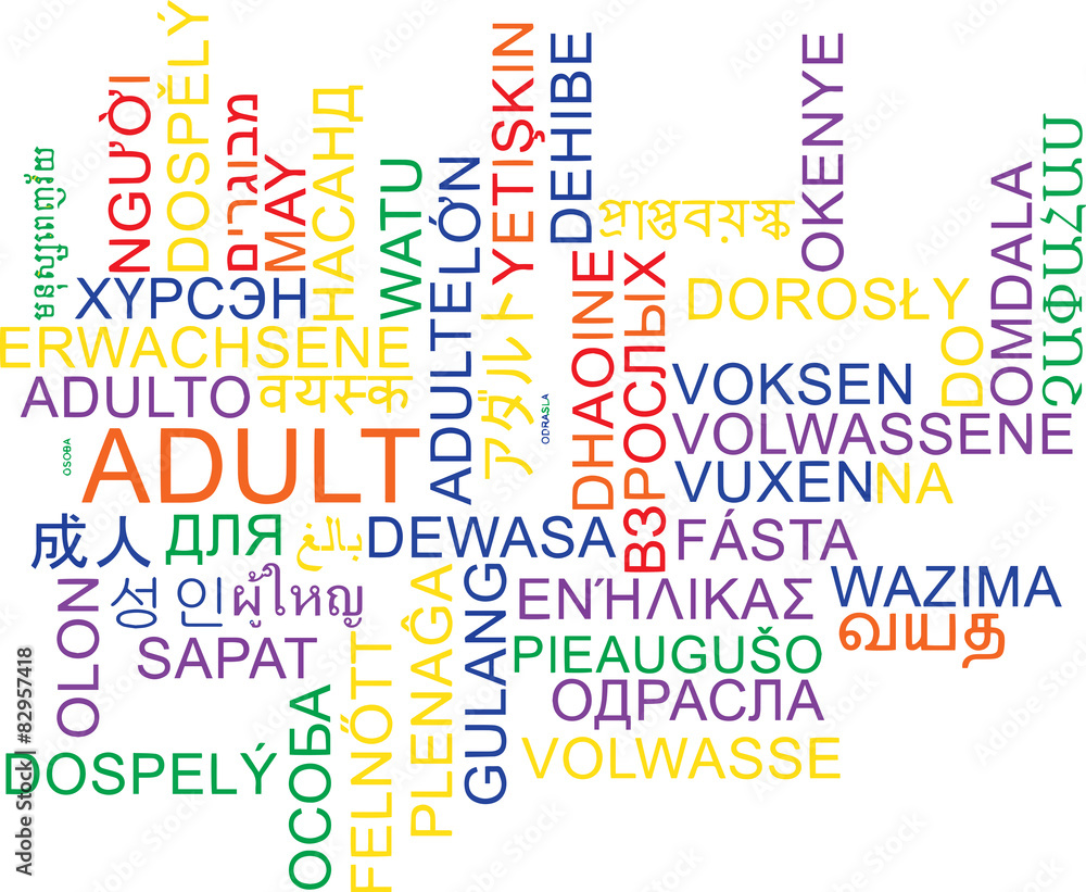 Adult multilanguage wordcloud background concept