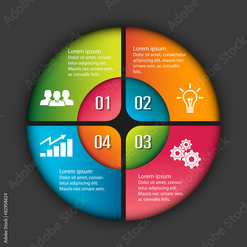 Circle infographic label four option colorful design photo