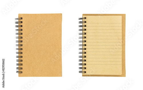 Small brown notebook isolated on white background photo