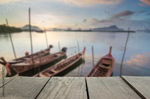 Defocused and blur image of terrace wood and beautiful seascape © Art789