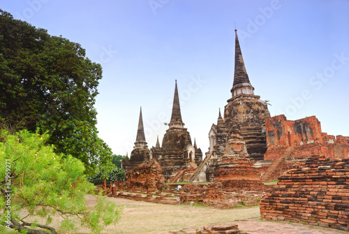 Ancient 3 Pagoda in Ayuttaya Thailand