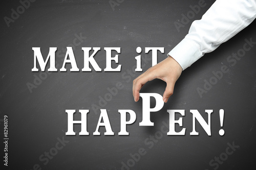 Принти на полотні Hand holding make it happen concept