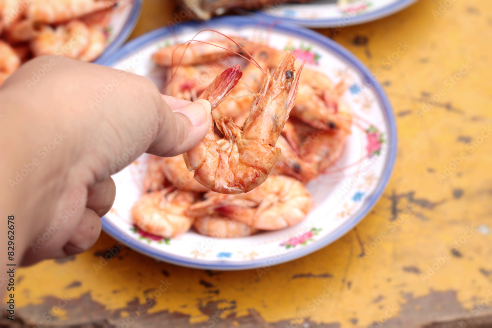 BBQ shrimp delicious on the dish BBQ shrimp delicious on the dish