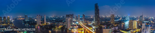 Business Building Bangkok city area at night life with transport © FrameAngel
