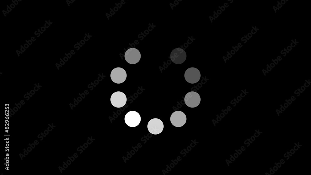 Loading Circle w/ Alpha (25fps). Ten animated dots fading in and out in sequence creating a rotating effect. Rendered large with an alpha channel to layer on top of other elements and footage. Loading Circle w/ Alpha (25fps). Ten animated dots fading in and out in sequence creating a rotating effect. Rendered large with an alpha channel to layer on top of other elements and footage.