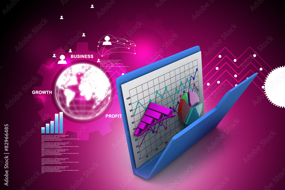 Fototapeta premium folder with diagram, chart, graph