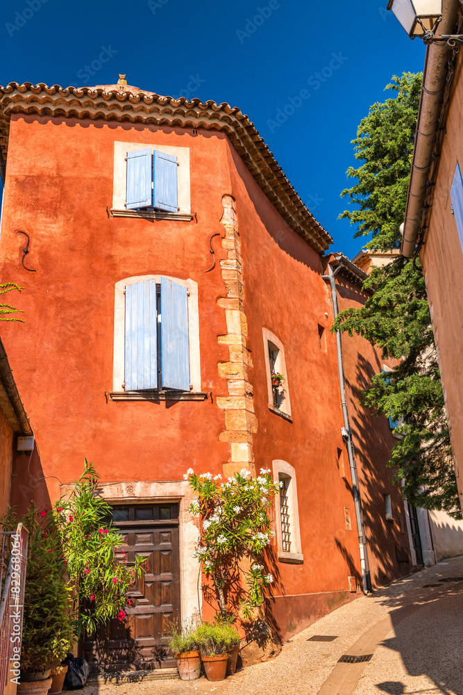 Roussillon village sunset view, Provence, France Roussillon village sunset view, Provence, France