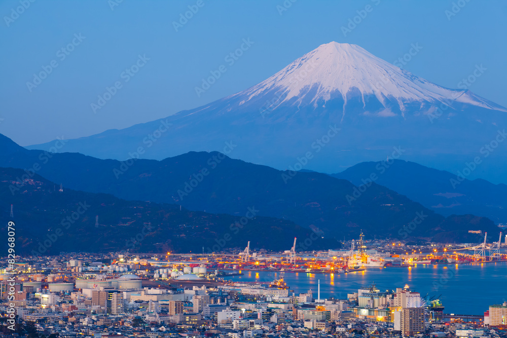 Mountain Fuji and Shimizu city seen from Nihondaira hill