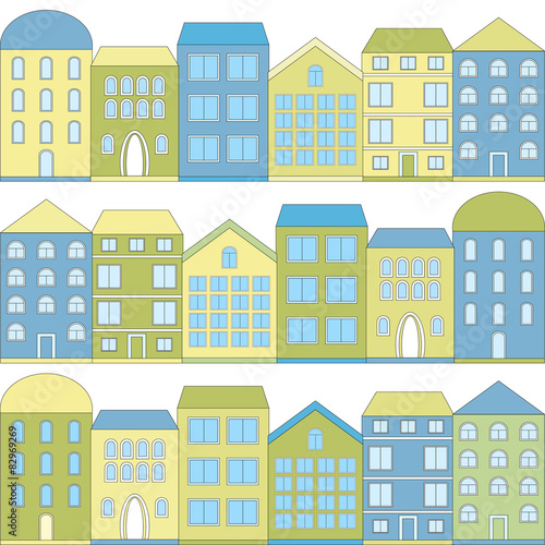 Color cartoon houses, vector illustration