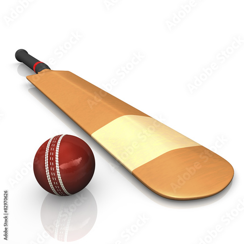 Cricket, Schläger mit einem Ball, 3D Illustration