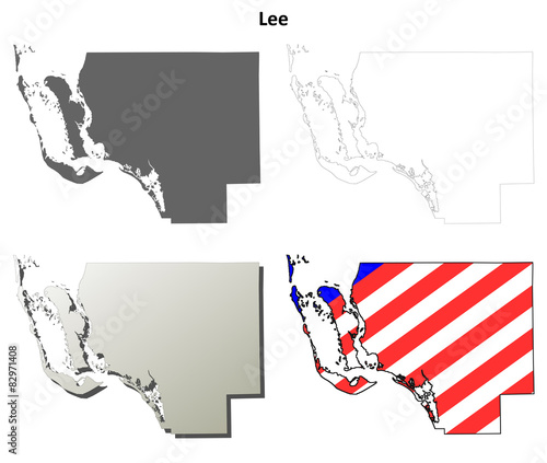 Lee County (Florida) outline map set