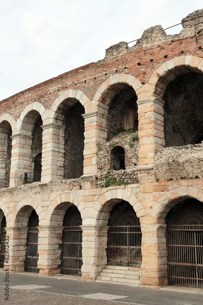 walls of the ancient Roman Arena in Verona
