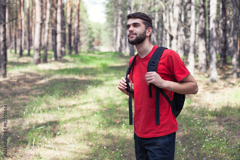 Obraz premium Boy with a backpack