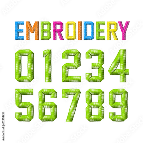 Embroidered alphabets numbers