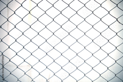 Steel net fence with blur background