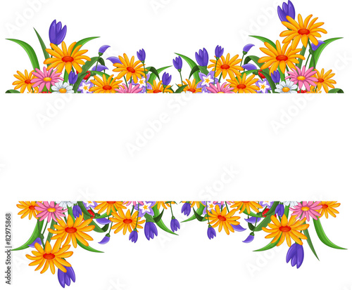 flower cartoon with blank sign