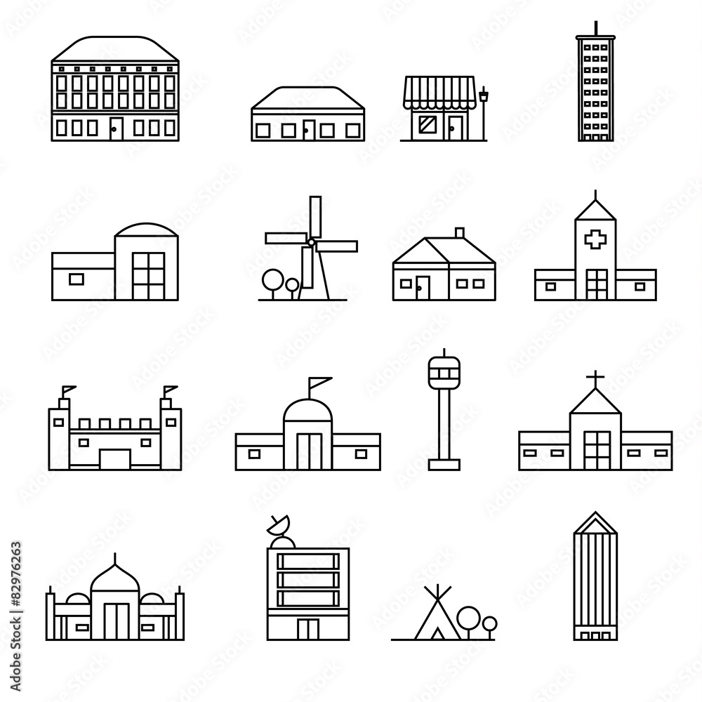 building icons set vector illustration
