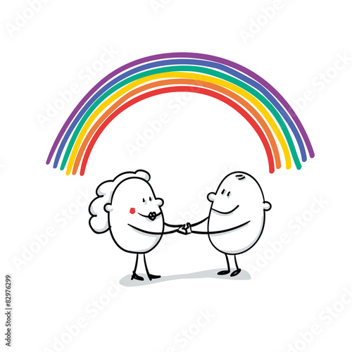 Liebespaar unterm Regenbogen