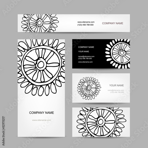 Business cards collection, abstract floral design
