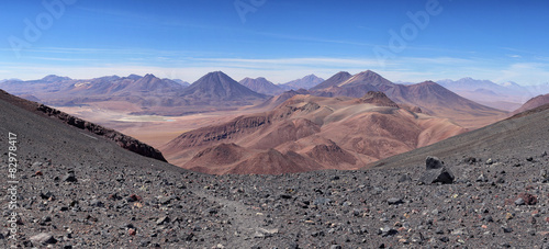 Vue de la Cordillère des Andes depuis le volcan Lascar (Chili)