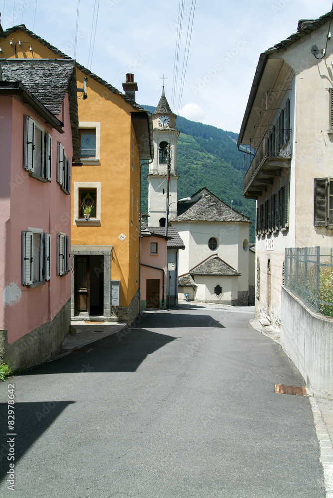 Old rural houses at the village of  Dangio