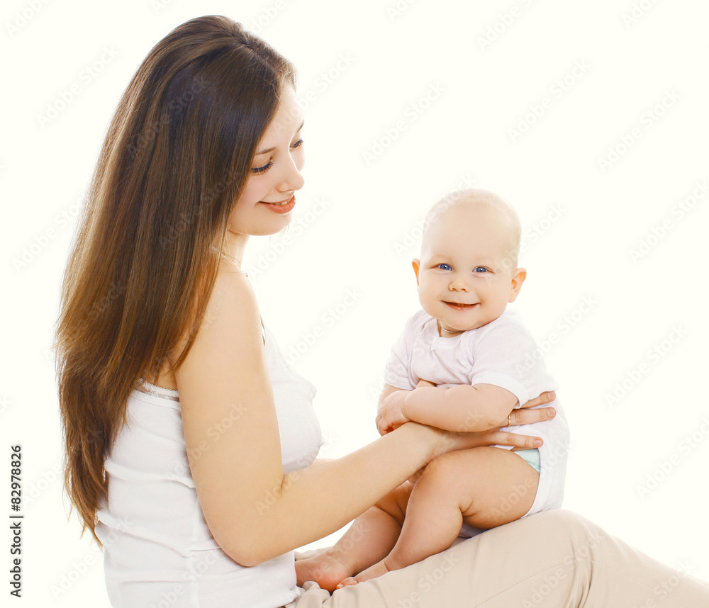 Portrait of happy mother playing with cute baby Portrait of happy mother playing with cute baby