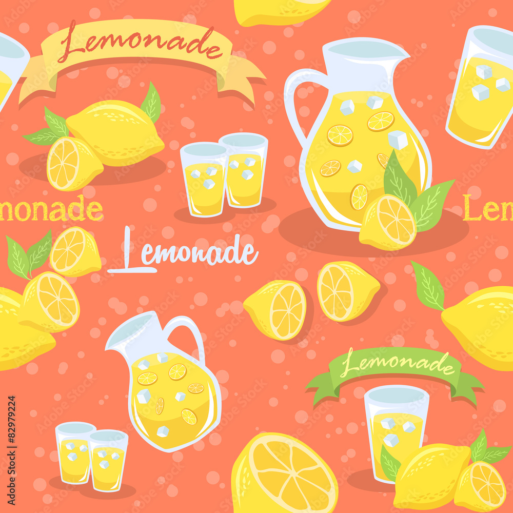 Lemonade Seamless Pattern Illustration Red Lemonade Seamless Pattern Illustration Red