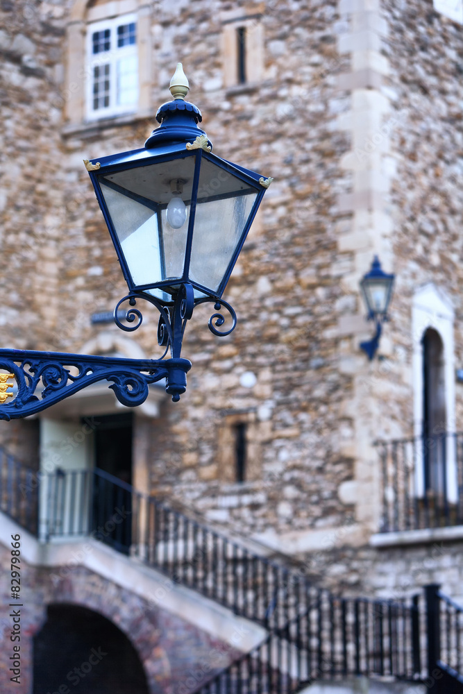 The old street lamp in the Tower of London
