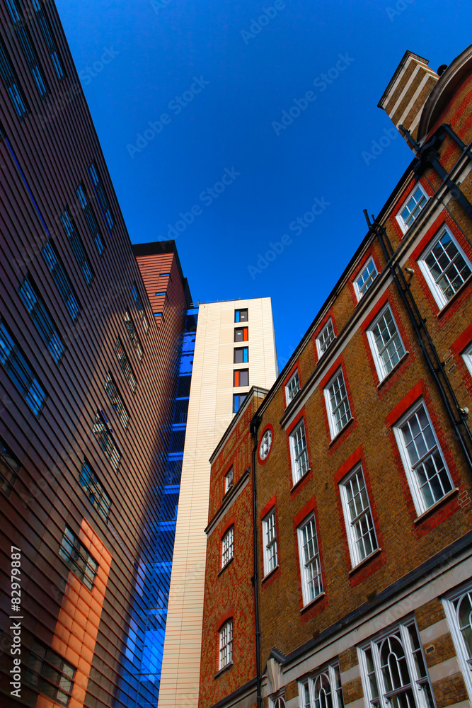 Beautiful facades in London against the blue sky Beautiful facades in London against the blue sky
